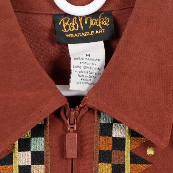 Bob Mackie Wearable Art Jacket Womens M Orange Rust Horse Embroidery Geometric - Picture 5 of 7